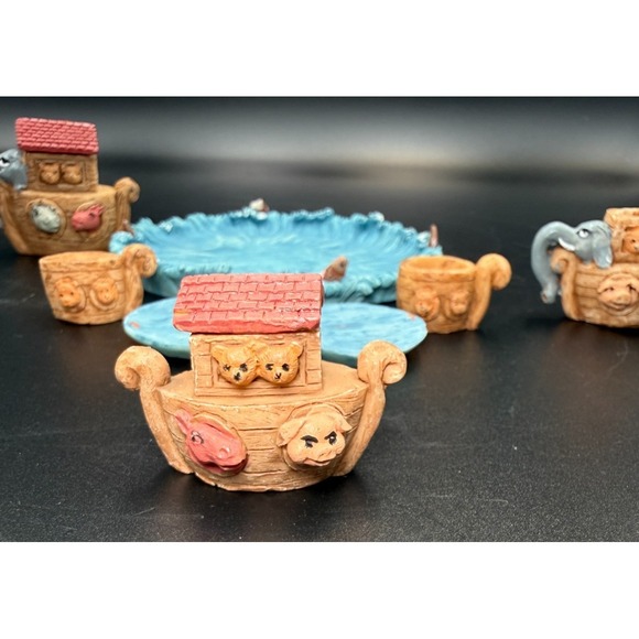 Noah's Ark Miniature/Mini Resin Tea Set Vintage - Complete - Picture 6 of 7